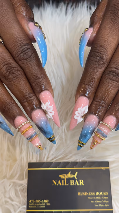 3d Sculpting, Encapsulation, Hardware Placement, Marbling — nail work by Shark Nail Bar