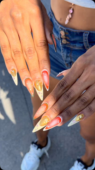 3d Sculpting, Aura Effect, Chrome, Stiletto — nail work by TenTen Buckhead Nails