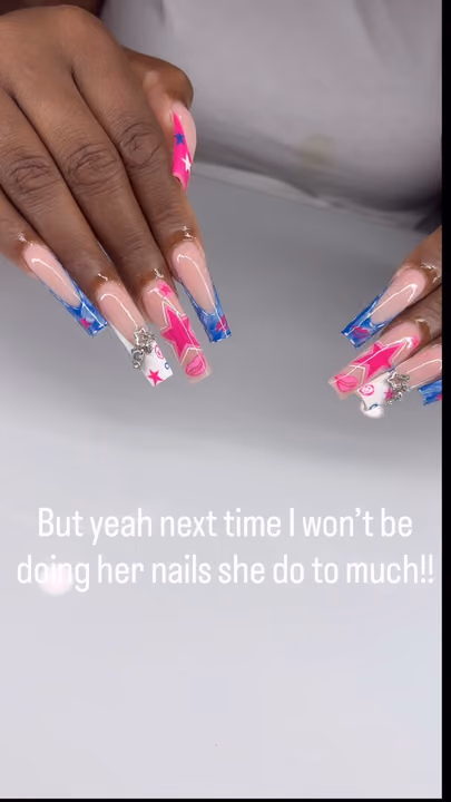 3d Sculpting, Crystal Placement, French Manicure, Extreme Length — nail work by Yesit Nails