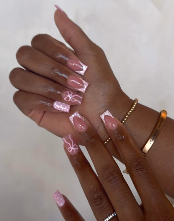 French Manicure, Hand Painting — nail work by Licensed Nail Artist