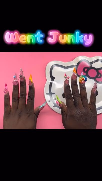 3d Sculpting, Charm Placement, Extreme Length, Mixed Media — nail work by Ann