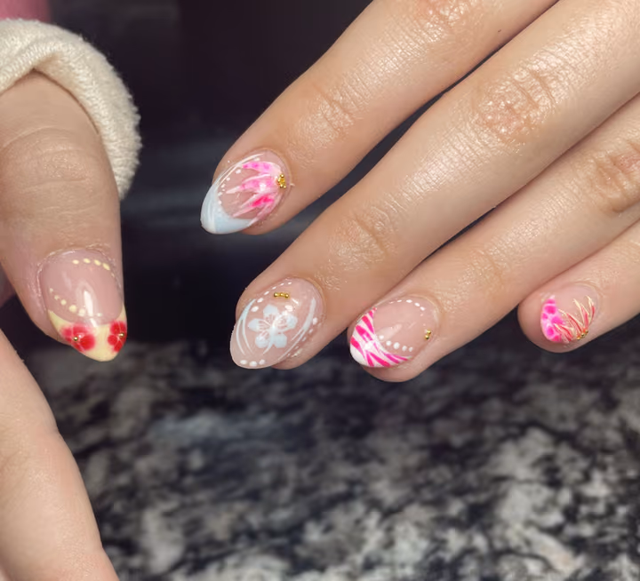 Hand Painting, Structured Gel — nail work by Nailz.byNelle