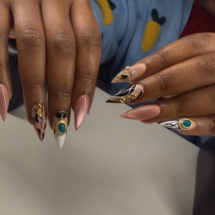 3d Sculpting, Line Art, Cat Eye, Encapsulation — nail work by Atlanta Nail Artist