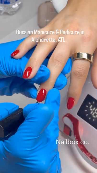 E File Prep, Gel Overlay, Russian Manicure — nail work by NAILBOX CO. Alpharetta