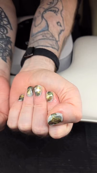 Chrome, Transfer Foil — nail work by Kat