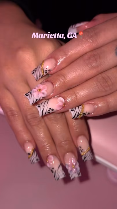 3d Sculpting, Animal Print, Hand Painting — nail work by Abbienailz