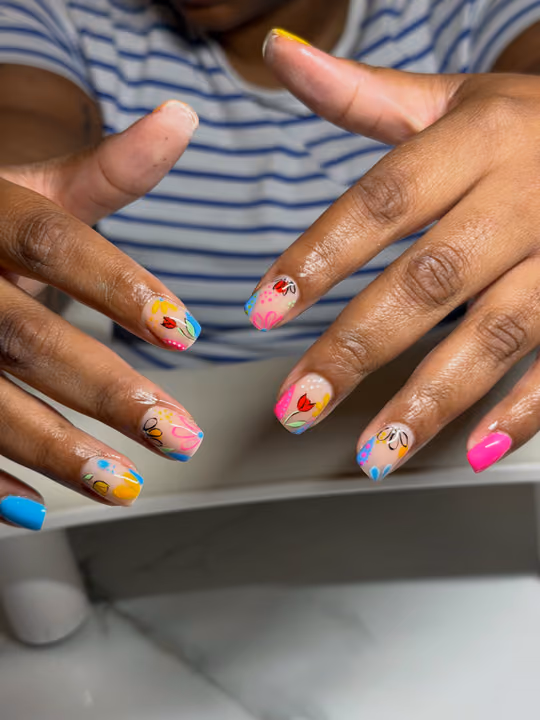 Abstract Art, Hand Painting, Line Art — nail work by Nails By Yoko.