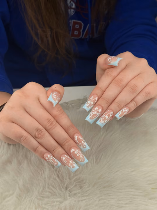 French Manicure, Hand Painting — nail work by 5th Nail Lounge Decatur