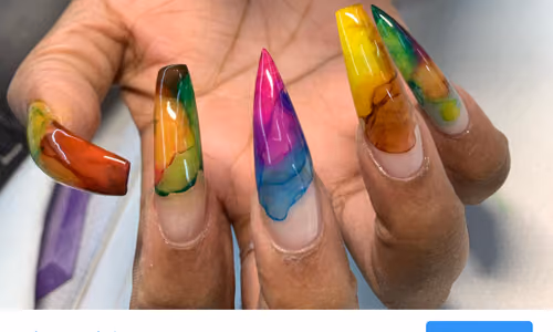 Ink Blossom, Watercolor Art — nail work by STACIE'S LACQUER & BEAUTY SPA