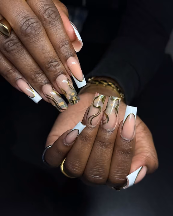 Chrome, Encapsulation, French Manicure, Extreme Length — nail work by Buckhead Nail Studio
