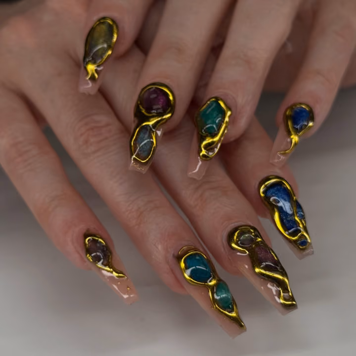 3d Sculpting, Chrome, Coffin, Encapsulation — nail work by Candy Drop Nail Shop