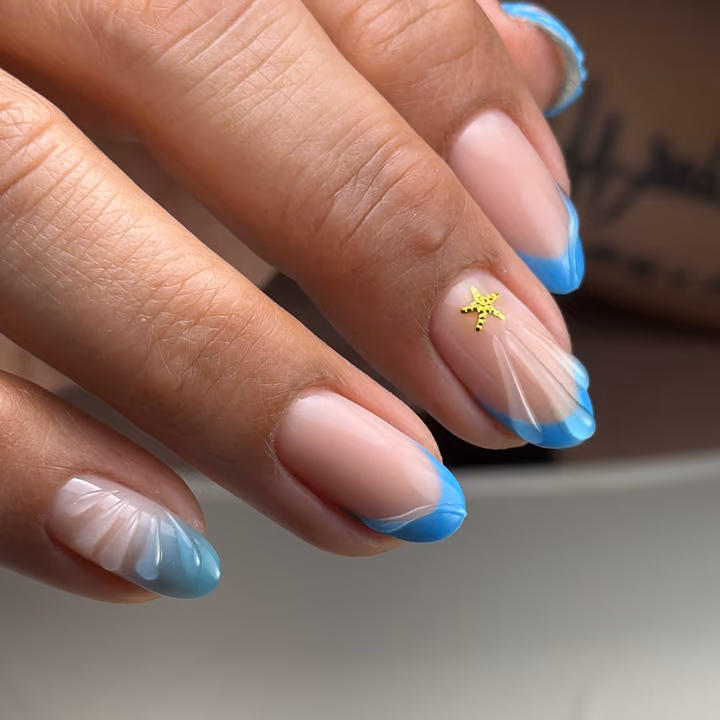 3d Sculpting, Charm Placement, French Manicure, Seashell Effect — nail work by VESTA BEAUTY NAILS