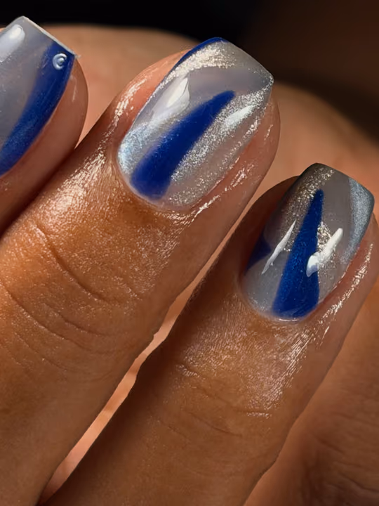 Cat Eye, Encapsulation, Hand Painting, Magnetic Gel — nail work by Sofía Nails Artist