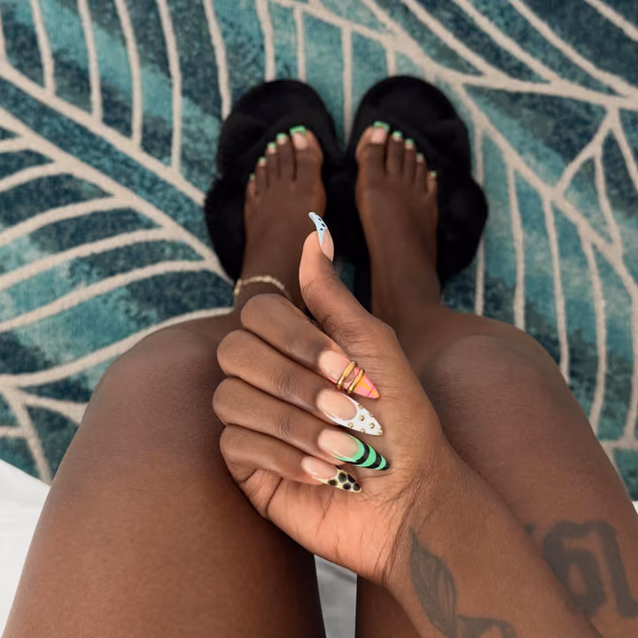Animal Print, Mixed Media, Piercing, Stiletto — nail work by Nubi Nailz