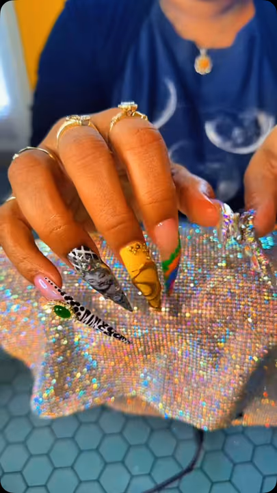 Extreme Length, Mixed Media, Portraiture, Stiletto — nail work by Da Bling God