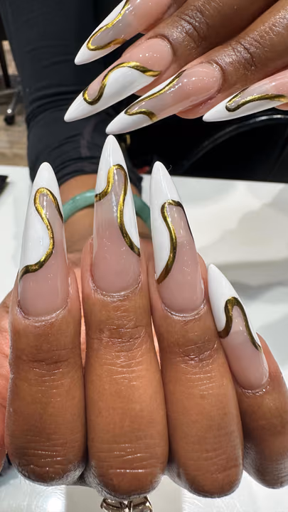 Chrome, Negative Space, Line Art, Nail Extensions — nail work by Sophy’s Nail Lab