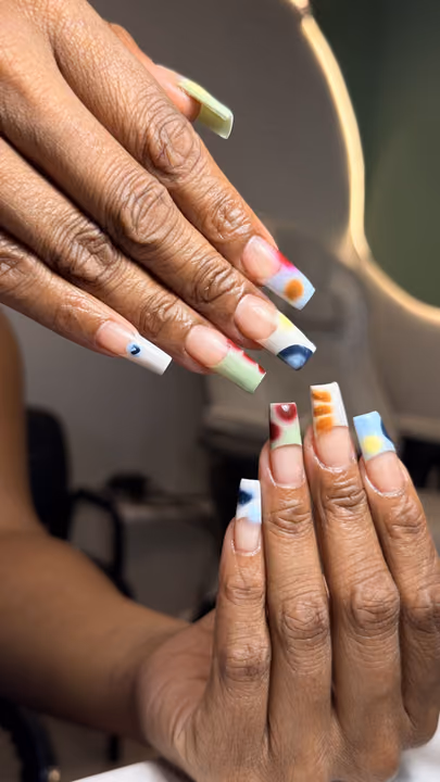 Abstract Art, French Manicure, Hand Painting — nail work by Nellysetss