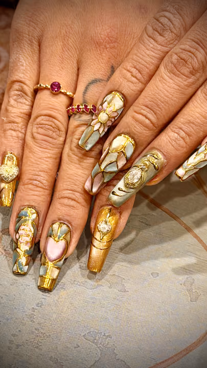 3d Sculpting, Chrome, Encapsulation, Hand Painting — nail work by Cliff Nail Art