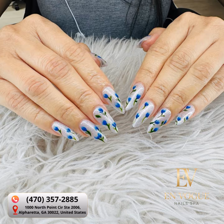 Cat Eye, Line Art, Hand Painting — nail work by En Vogue Nails Spa