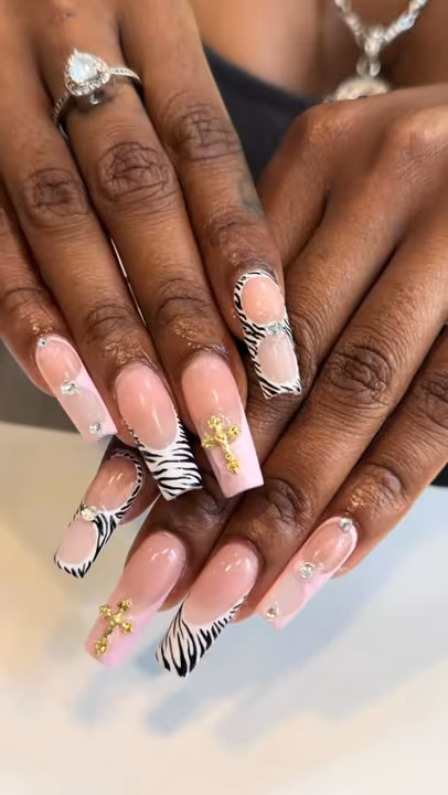 Charm Placement, Encapsulation, French Manicure, Extreme Length — nail work by BEELLAGIO NAIL, WAX, & LASH BAR