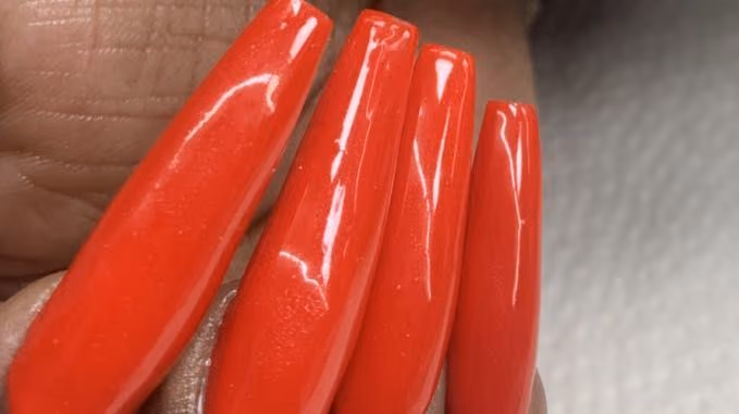 Glossy Finish, High Apex, Extreme Length — nail work by STACIE'S LACQUER & BEAUTY SPA