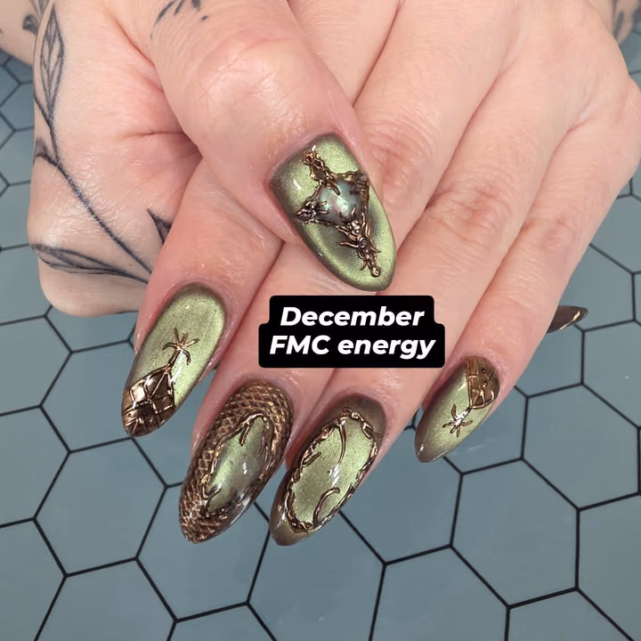 3d Sculpting, Cat Eye, Chrome — nail work by Kat