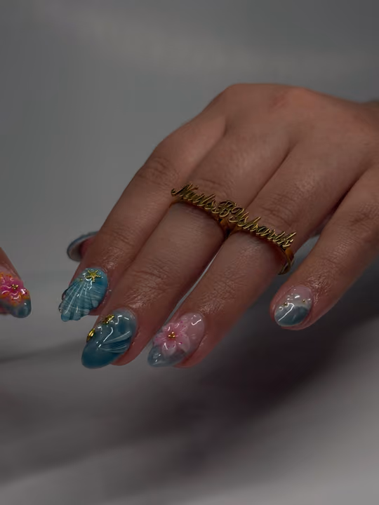 3d Sculpting, Charm Placement, Encapsulation, Hand Painting — nail work by Nails By Sharik