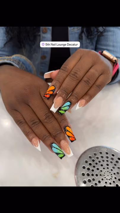 Encapsulation, French Manicure, Hand Painting — nail work by 5th Nail Lounge Decatur