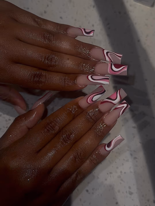 Line Art, Encapsulation, Structured Gel — nail work by Babe Cave Beauty,LLC