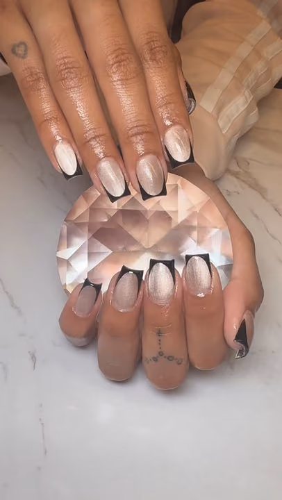Cat Eye, Geometric French Tip, French Manicure — nail work by Nails by Gracie