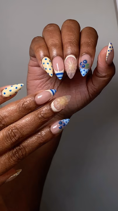 Aura Effect, Dot Work, French Manicure, Hand Painting — nail work by NailzzwithANNIE