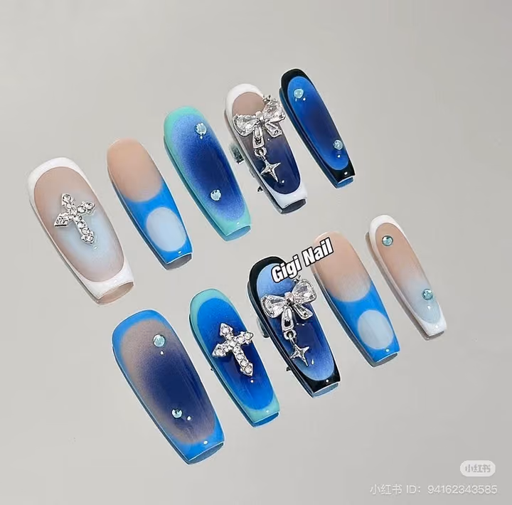 Airbrush, Charm Placement, French Manicure — nail work by American Nails Cumming