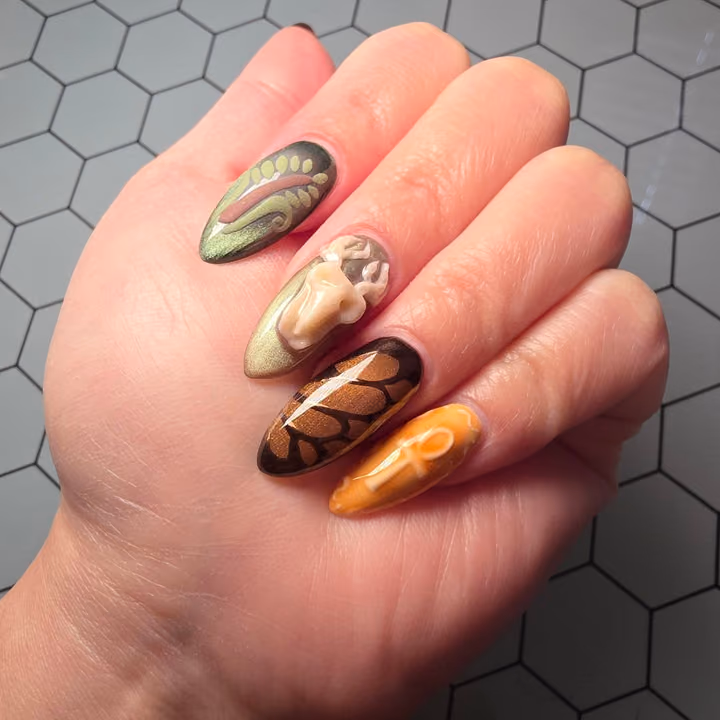 3d Sculpting, Hand Painting — nail work by Kat