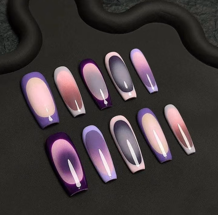 Cat Eye, French Manicure, Framing — nail work by American Nails Cumming