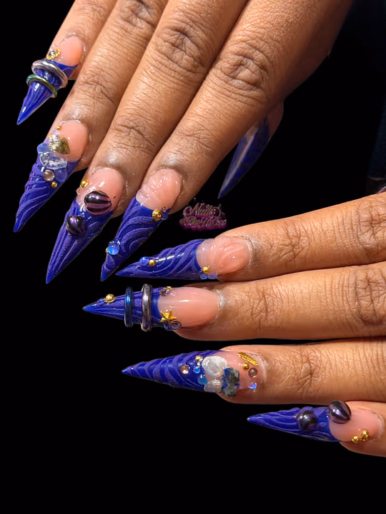3d Sculpting, Charm Placement, Piercing, Nail Extensions — nail work by ATL Nail Artist