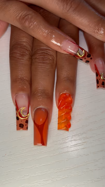 3d Sculpting, Animal Print, Charm Placement, Extra Long Length — nail work by Skyler Floyd
