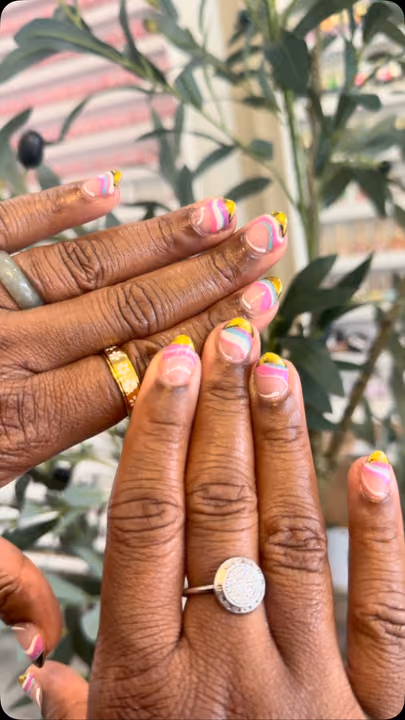 Hand Painting, French Manicure, Line Art — nail work by Noire Nail Bar