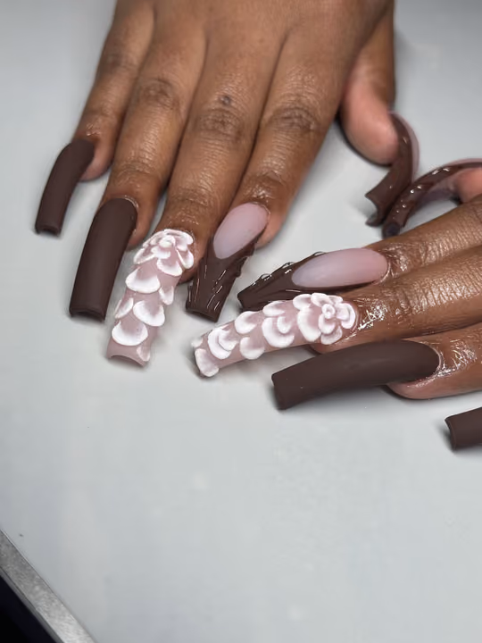 3d Sculpting, Matte, Nail Extensions — nail work by Nubi Nailz