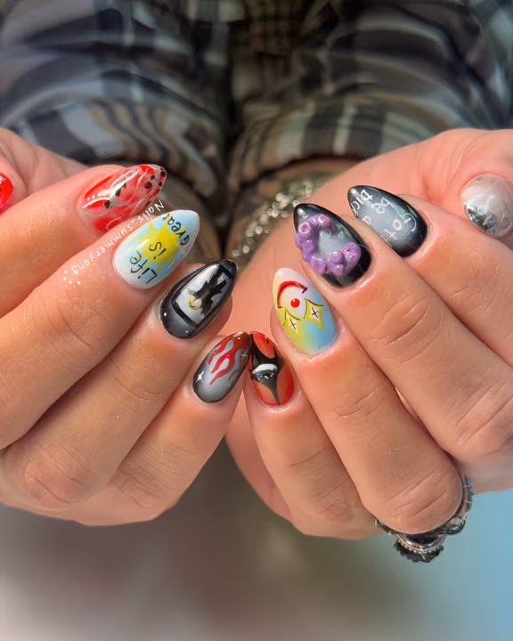 3d Sculpting, Gradient, Hand Painting, Portraiture — nail work by Atlanta Nail Tech
