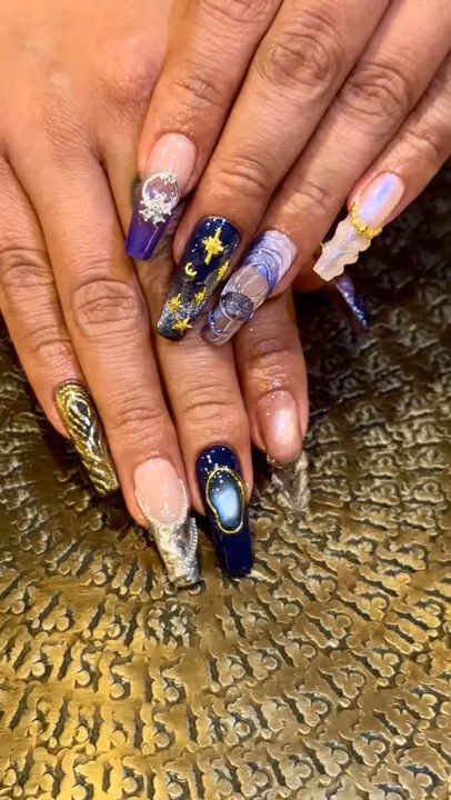 3d Sculpting, Chrome, Encapsulation, Textured Finish — nail work by Cliff Nail Art