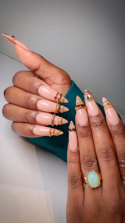 Charm Placement, Gem Placement, Structured Gel — nail work by NailzzwithANNIE