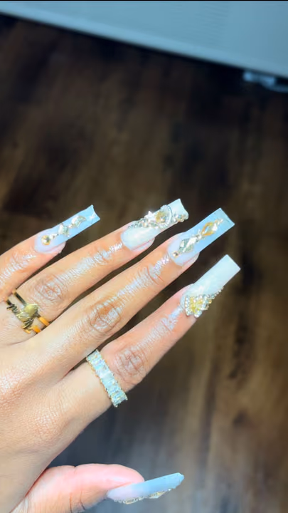 Duck, Encapsulation, Rhinestone Placement — nail work by ATL Nail Tech