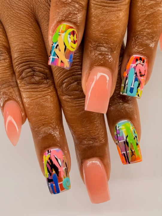 Abstract Art, Graffiti Art, Hand Painting — nail work by Rachel Odom