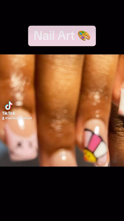 Hand Painting, Line Art — nail work by Atlanta Nail Artist