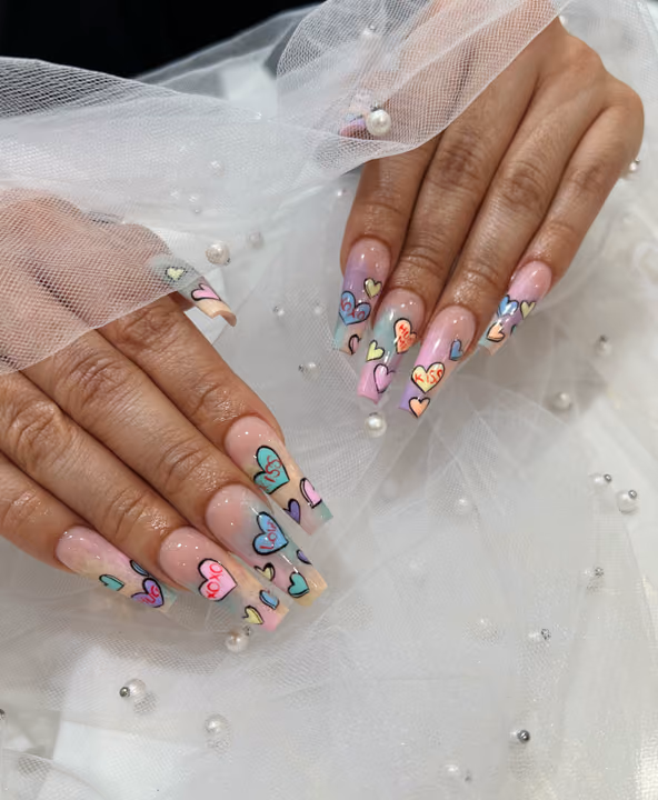 Ballerina, Hand Painting, Line Art — nail work by TARA NAILS & LASH -nails