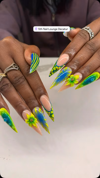 3d Sculpting, Encapsulation, Nail Extensions, Water Drop Effect — nail work by 5th Nail Lounge Decatur