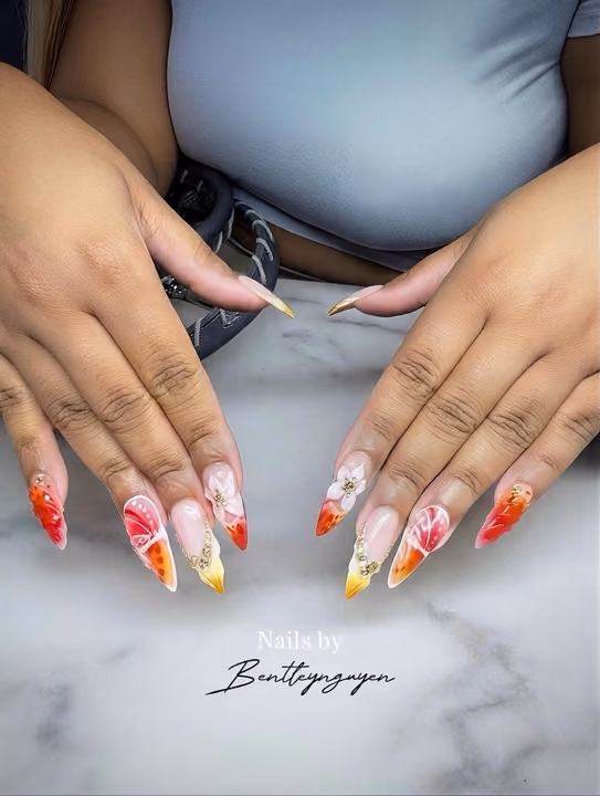3d Sculpting, Airbrush, Charm Placement, Encapsulation — nail work by Buckhead Nail Studio