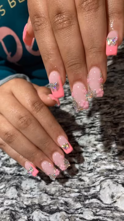 3d Sculpting, Encapsulation, French Manicure, Rhinestone Placement — nail work by BEE NAILS
