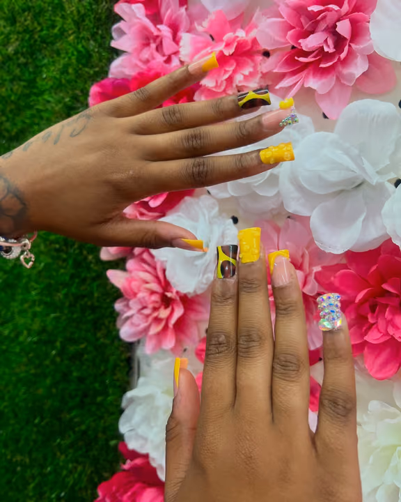 Animal Print, Charm Placement, Encapsulation, Textured Finish — nail work by Bpressed Atl
