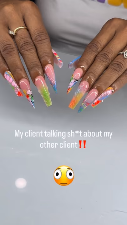 Line Art, Gradient, Hand Painting, Stiletto — nail work by Yesit Nails